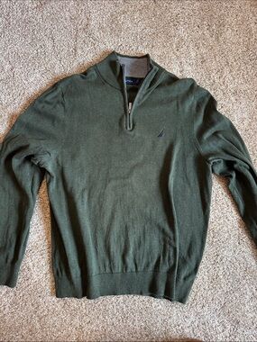 Nautica Men's Dark Green Half-Zip Sweater